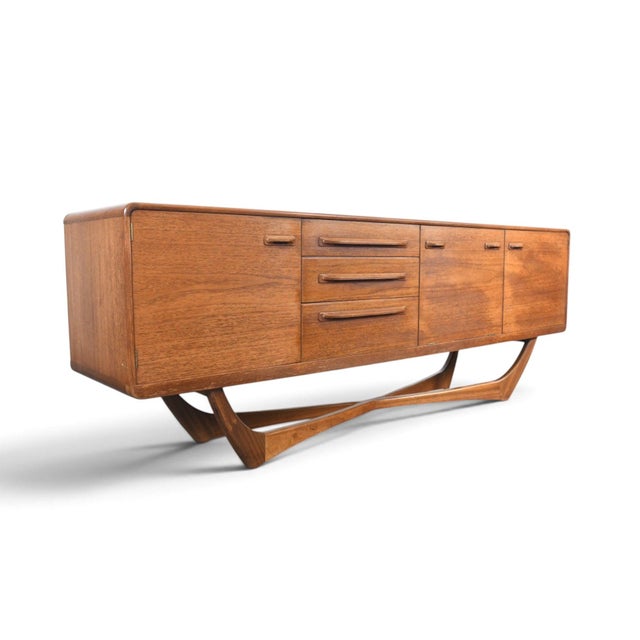 Wood Mid 20th Century Large Beithcraft X-Base Credenza in Teak For Sale - Image 7 of 10