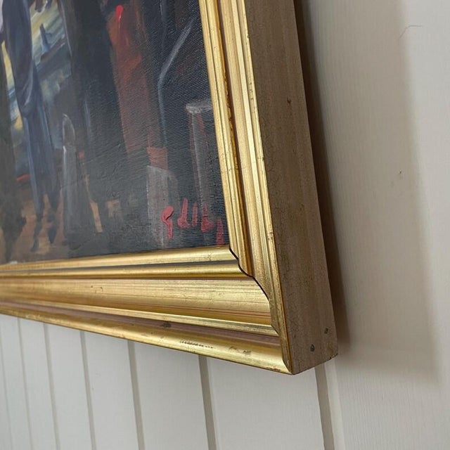 1930s Early Swedish Modernist Interior Scene Oil Painting by Göte Lundberg For Sale - Image 6 of 14