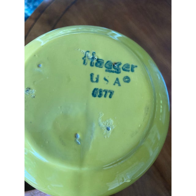 1960s Vintage Authentic Glossy Yellow Stamped Ceramic Haeger Pitcher. For Sale - Image 5 of 7