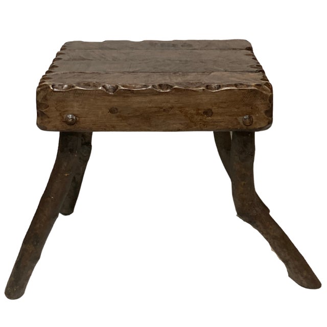 Brutalist Wabi Sabi Tree Branch Low Stool, 1950s | Chairish