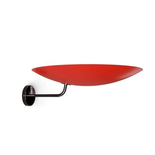 Mid-Century Modern Pierre Disderot Model #2059 Large Perforated Wall Lamp in Red and Dark Chrome For Sale - Image 3 of 5