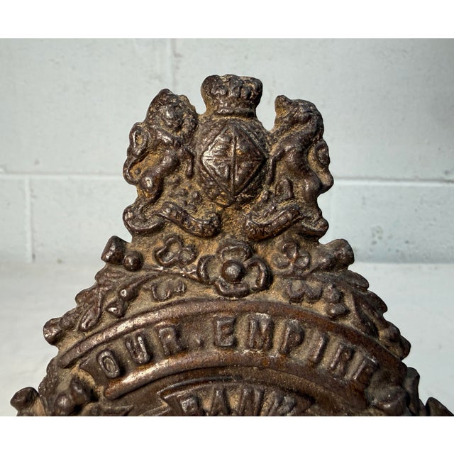 1910s Rare Antique King George v & Queen Mary Our Empire Coronation Cast Iron Bank For Sale - Image 5 of 10