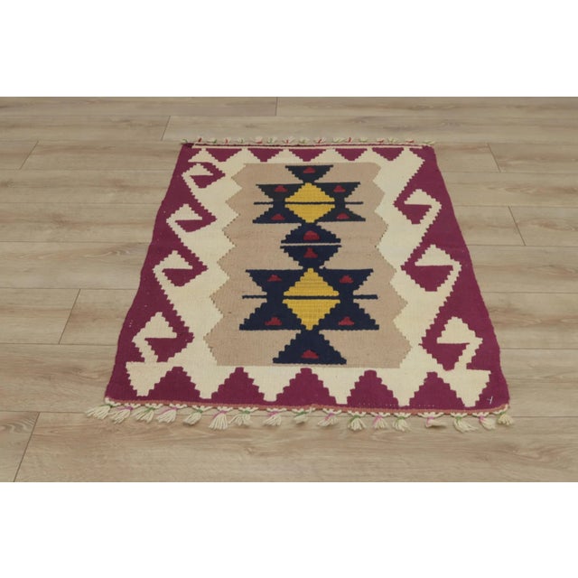 1970s Southwestern Geometric Style Natural Turkish Oushak Kilim Rug For Sale - Image 4 of 13