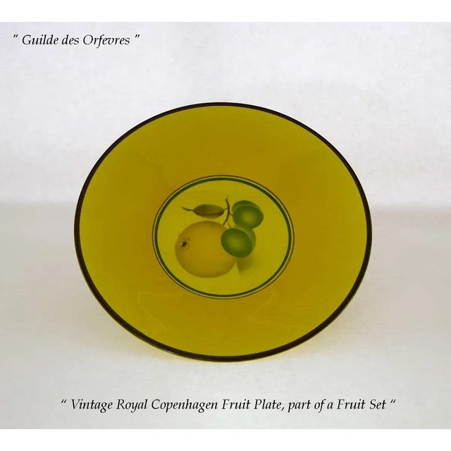 Mid-Century Modern 1950’s Vintage Royal Copenhagen Fruit Yellow Orange Decoration Plates- Set of 7 For Sale - Image 3 of 12