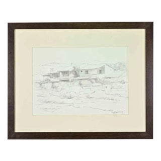 Sigfrido Oliva, Cottage, Drawing on Paper, 1980s For Sale