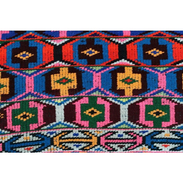 Pink Colorfull Vintage Turkish Rug Runner - 35" X 155" For Sale - Image 8 of 13