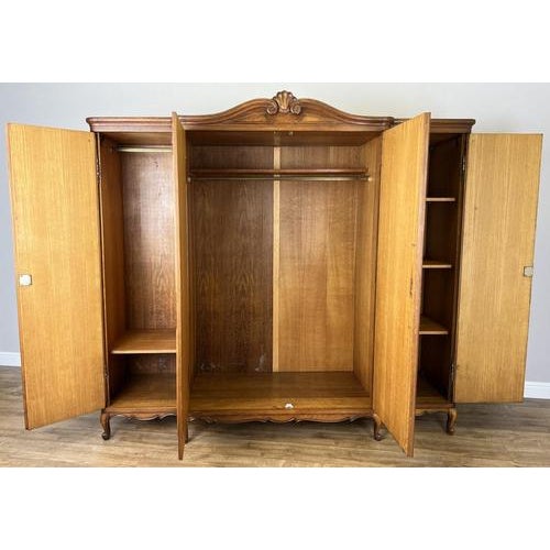 Vintage French Louis XVI Style 4-Door Carved Armoire For Sale - Image 11 of 12