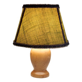 Vintage Table Lamp with Turned Maple Base by Lamplove, 1970s For Sale