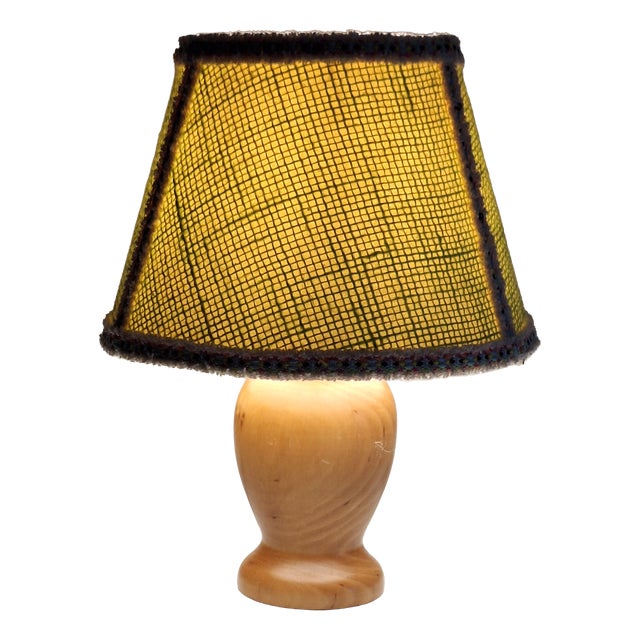 Vintage Table Lamp with Turned Maple Base by Lamplove, 1970s For Sale