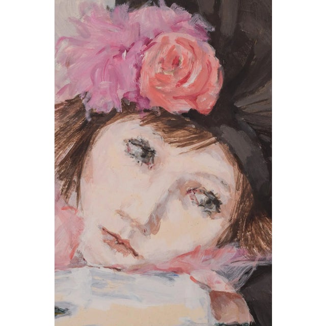 Portrait of a Lady with a Rose, 20th-Century, Watercolor on Paper, Framed For Sale - Image 4 of 10