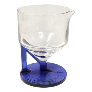 Vintage Postmodern Italian Blue Glass Pitcher, 1970s For Sale
