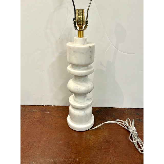 Modern Currey & Co Modern White Marble Lamp For Sale - Image 3 of 4