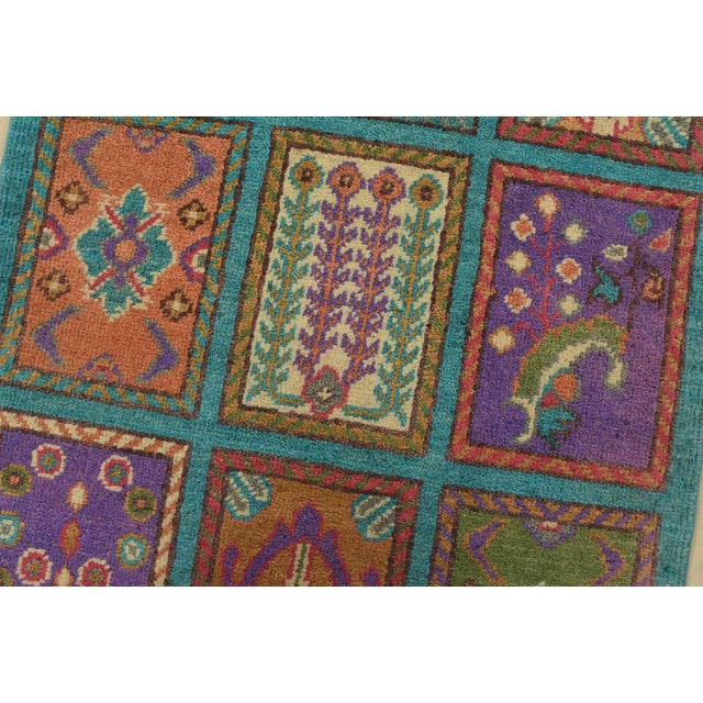 Bakhtiari Runner 1’10” X 6′ Blue Wool Modern Hand-Knotted Oriental Rug For Sale - Image 4 of 11