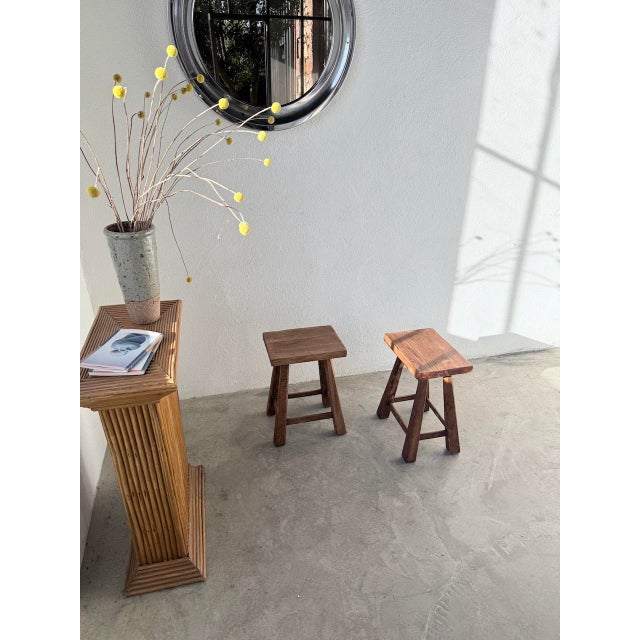 Brown Vintage Oak Stools, 1960s, Set of 2 For Sale - Image 8 of 18