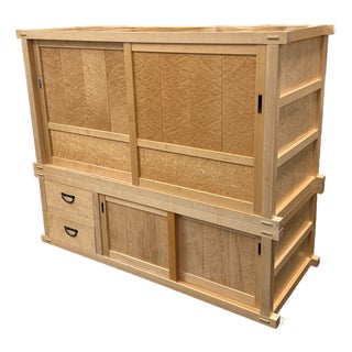 Berkeley Mills Maple Audio/Visual Tansu Cabinet For Sale