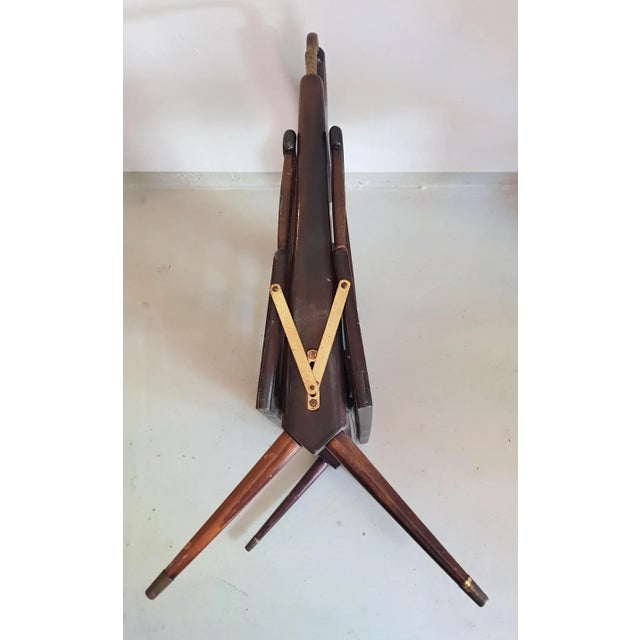 Mid-Century Modern Italian Brass and Wood Magazine Rack by Cesare Lacca, 1950s For Sale - Image 3 of 6