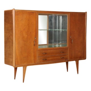 Vintage Burl Veneer Cupboard, Italy, 1960s For Sale