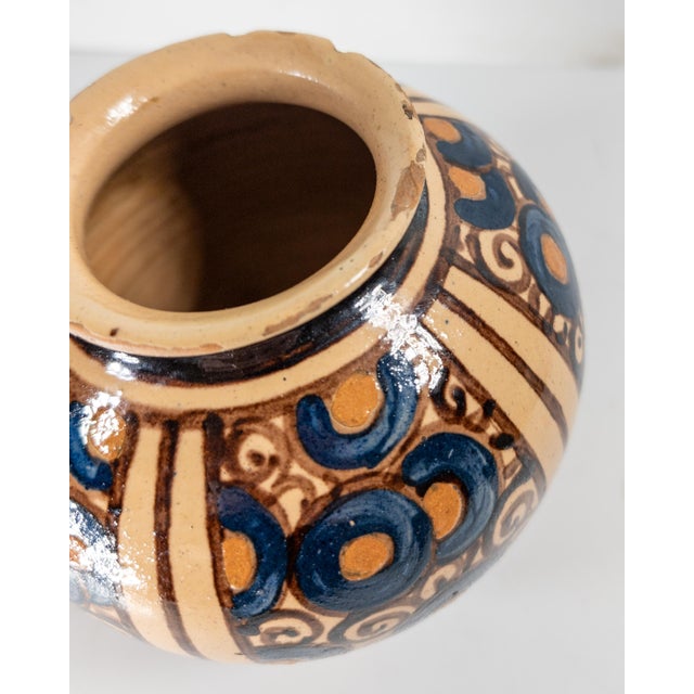 1930's French Art Deco Hispano Moresque Style Terra Cotta Redware Vase, Signed For Sale - Image 10 of 13