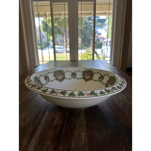 Large Autumnus Wedgwood Bowl circa 1900. Bowl appears to be hand painted with circular grape vine design.