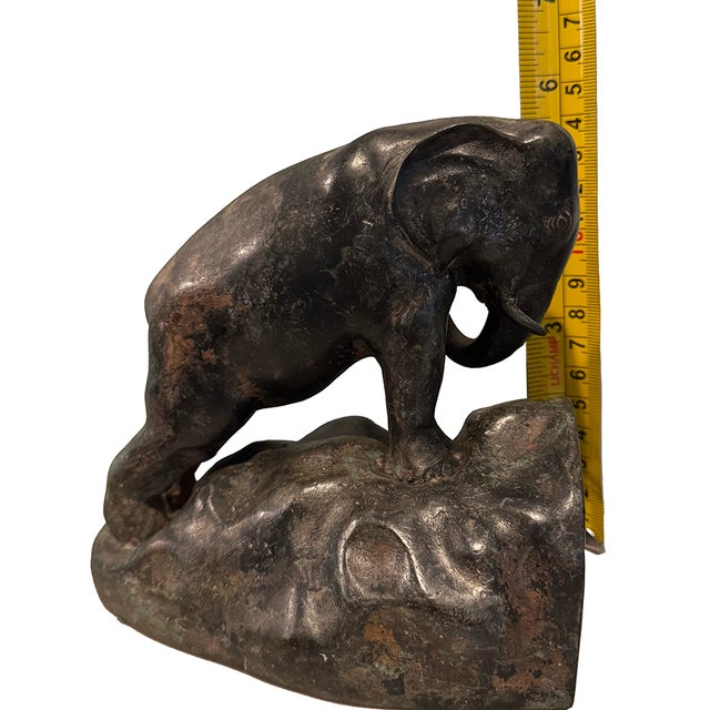 Vintage Bronze Elephant Bookends For Sale - Image 12 of 14