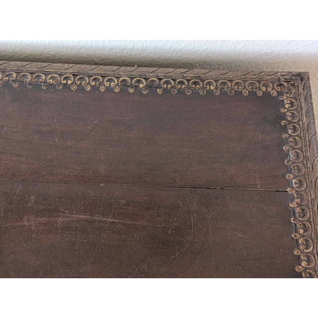 Vintage Mid-Century South Asian Hand Carved Wood and Brass Desk For Sale - Image 9 of 11