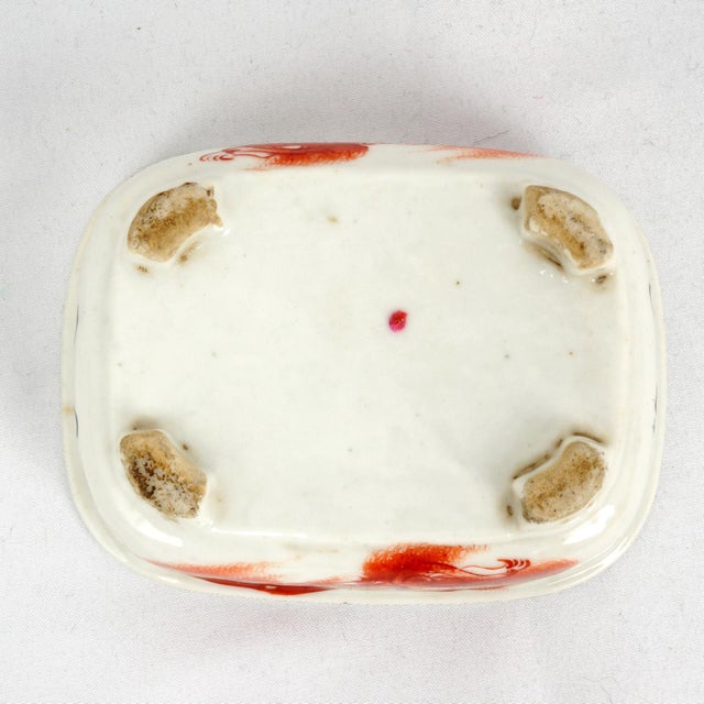Chinese Lidded Rectangular Soap Box With Red Foo Lion Design C 1900 For Sale - Image 9 of 9