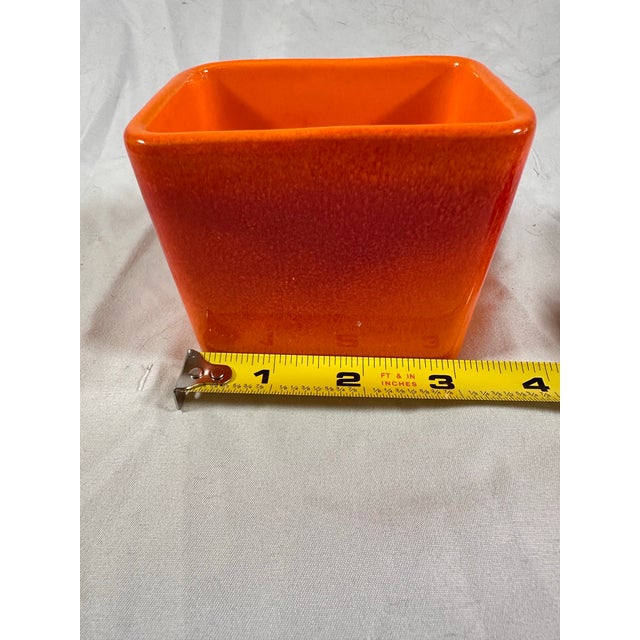 Little vintage Haeger orange rectangular pot SP-43q Slight ombré to the Glaze
