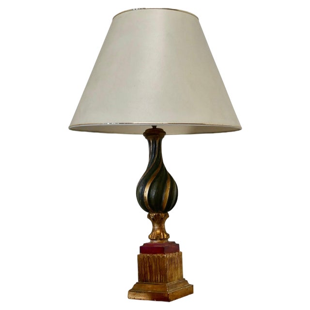 Bulbous Folk Art Painted Spanish Lamp, 1920s For Sale