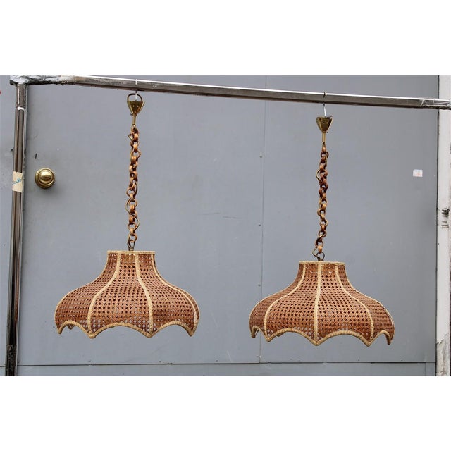 Vienna Straw and Bamboo Pendants, Italy, 1970s, Set of 2 For Sale - Image 14 of 14