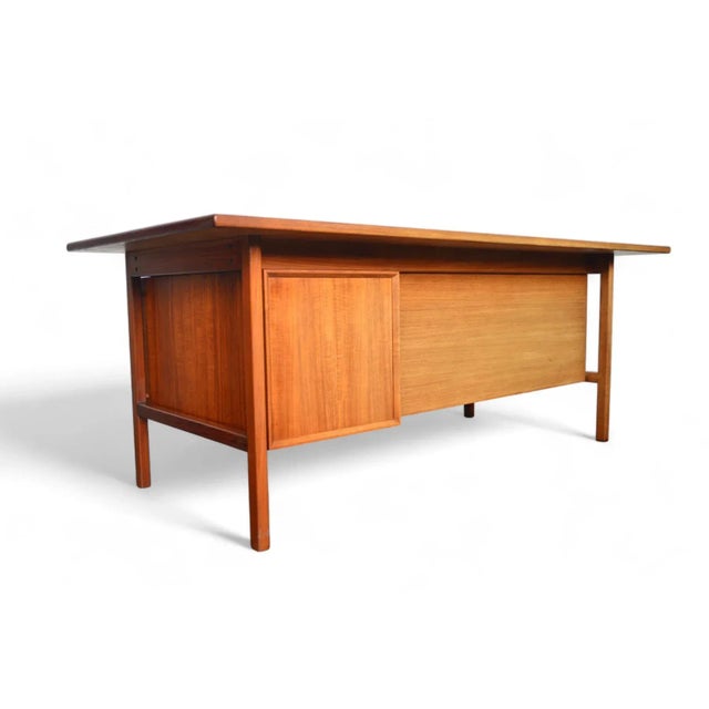 Large Executive Danish Modern Desk in Teak For Sale - Image 9 of 12