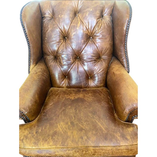 Sienna Rare Vintage Zagaroli Chesterfield Wingback Leather Chair With Hairy Claws For Sale - Image 8 of 10