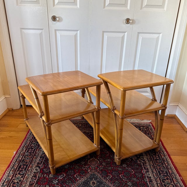 Mid-Century Modern 1950s Heywood Wakefield Birch Side Tables For Sale - Image 3 of 6