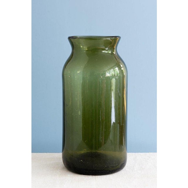 Rustic French Green Glass Pickling Jar Vase, 19th Century For Sale - Image 3 of 7