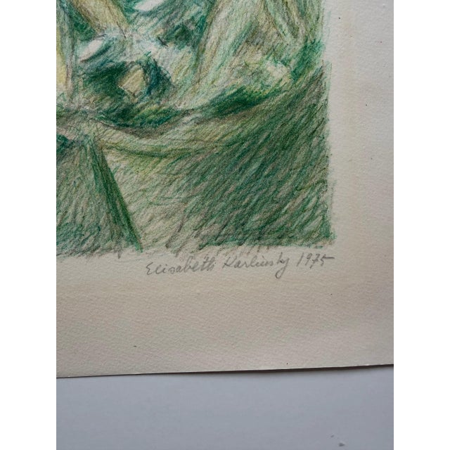 Lithograph of a flowering cactus by Elisabeth Karlinsky, dated 1975. Signed in pencil and numbered 107/280. Unframed. The...