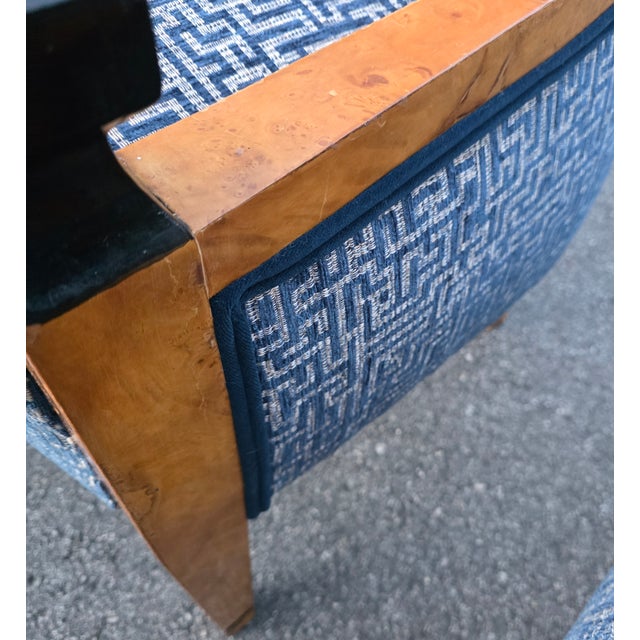 Pair of Vintage Art Deco Style Burl Right/Left High Back Chairs For Sale - Image 13 of 14