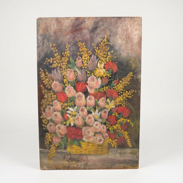 Alice Rey, Floral Still Lifes, Oils on Panels, 1950s, Set of 2 For Sale - Image 12 of 18