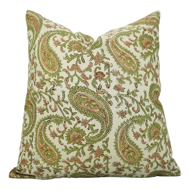 Fabdivine Indian Block Print Cushion Cover 24x24 Inch Cotton Satin-Kiara For Sale