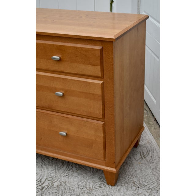 Wood Vintage Ethan Allen Contemporary Style Four Drawer Solid Maple Chest For Sale - Image 7 of 13