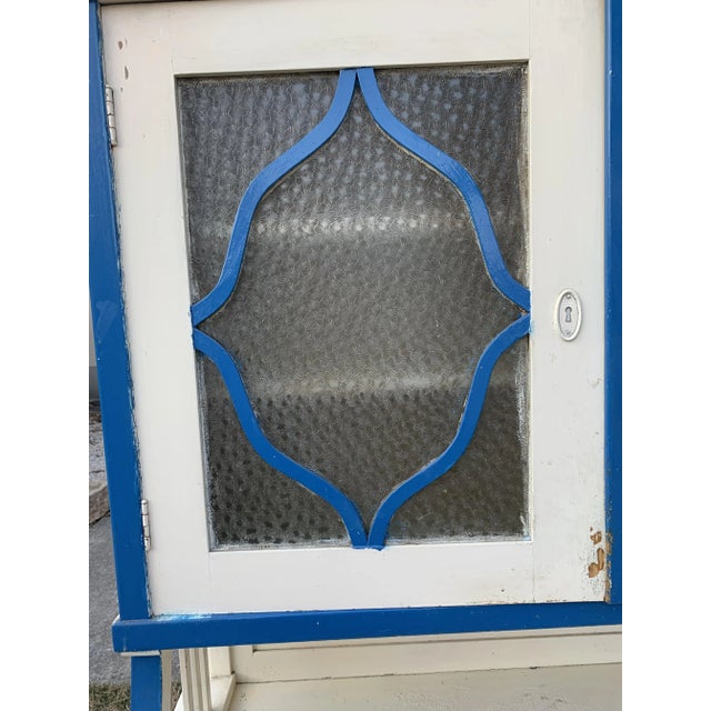 Wood Vintage Glass & Painted Wood Kitchen Cupboard, 1930s For Sale - Image 7 of 11