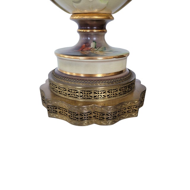 Pair of Mid 20th Century Floral Patterned Porcelain "Capodimonte" Style Table Lamps For Sale In New York - Image 6 of 7