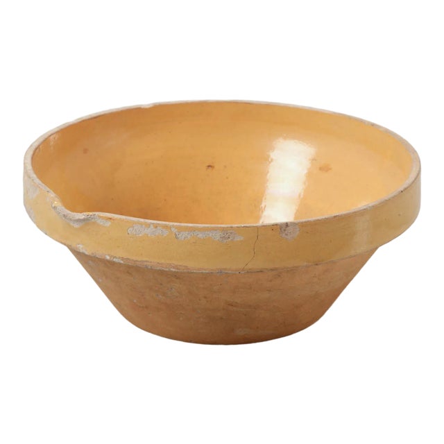 Original Antique French Glazed Terracotta Bowl For Sale
