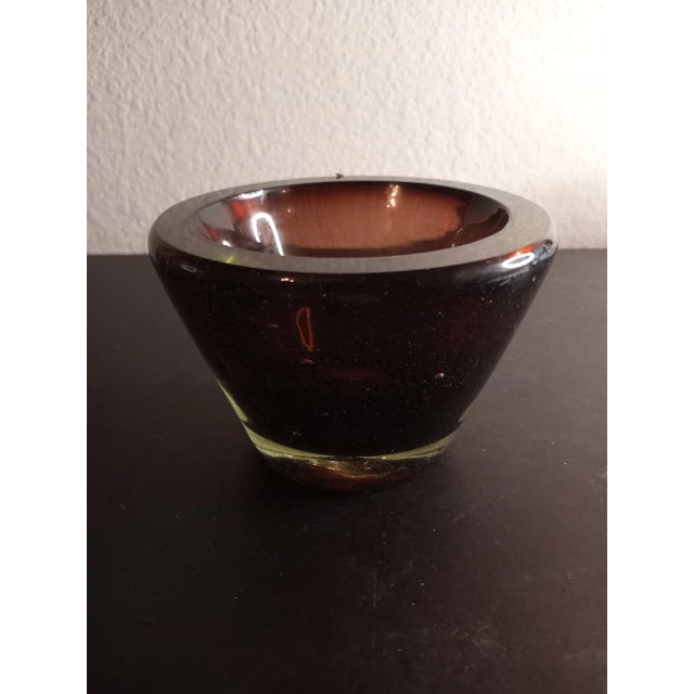 Amber Glass With Bullicante Pontil Johanssen Bowl For Sale - Image 4 of 7