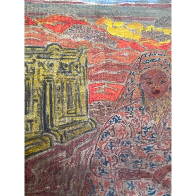 Inji Efflatoun “Untitled” Mixed Media Painting, Egypt For Sale - Image 10 of 12