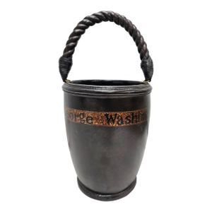 Maitland Smith Leather Wrapped and Twisted Handle George Washington Pail
