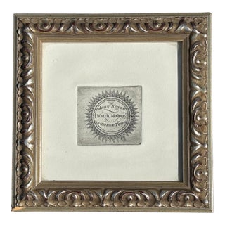 Original Print From an 18th C. Letter Press Makers Mark - John Suter - Watch Maker - George Town For Sale