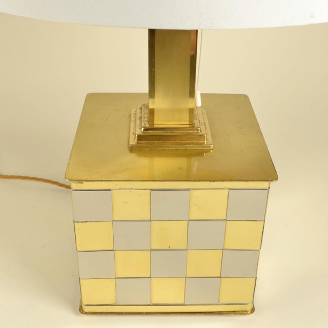 Checker Table Lamp in Brass and Chrome by Spadafora, 1970s For Sale - Image 6 of 9
