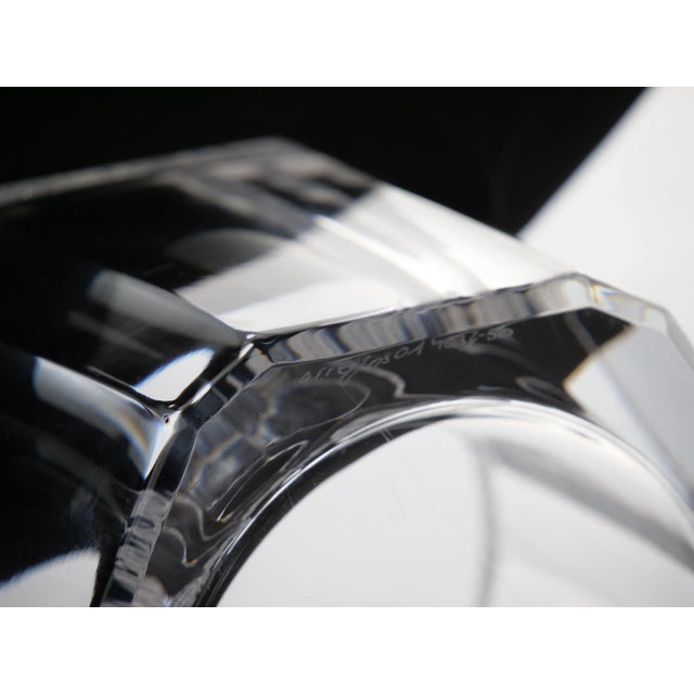 Heavy Orrefors Sweden Cut Crystal Art Deco Style Covered Dish For Sale - Image 11 of 12