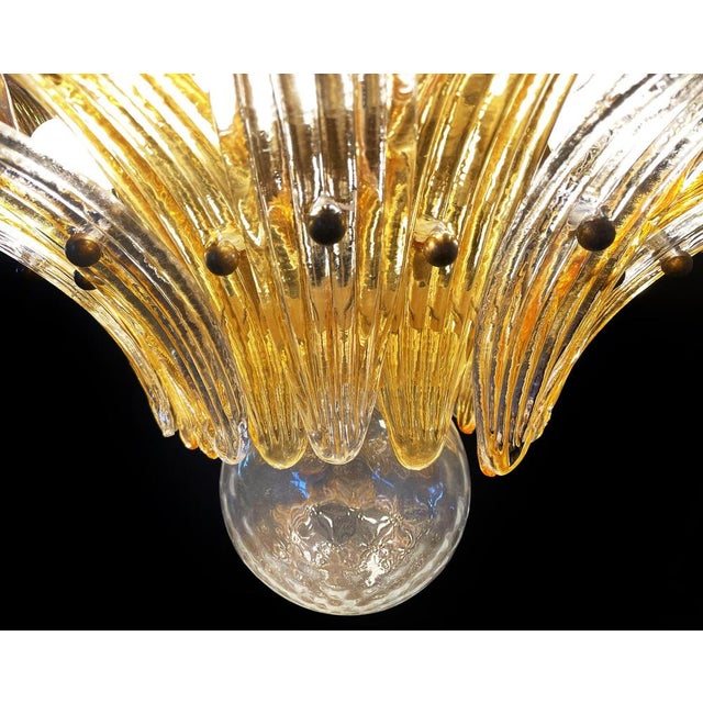 Palmette Ceiling Light with 163 Amber and Trasparent Glasses, 1980s For Sale - Image 13 of 18