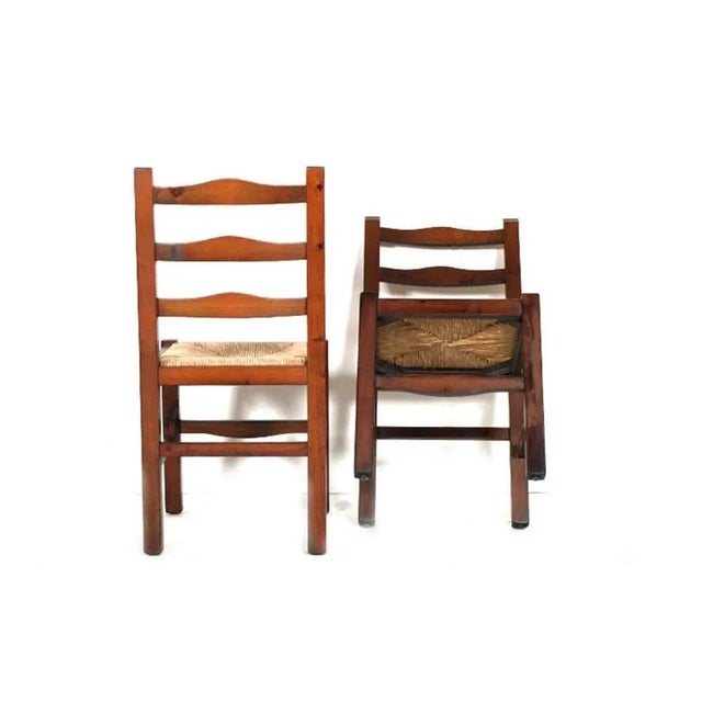 Mid-Century Italian Chestnut & Straw Chairs, 1960s, Set of 4 For Sale - Image 6 of 11
