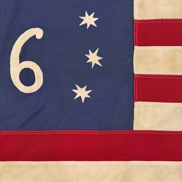 Mid 20th Century Vintage Cotton Embroidered Bennington 76 American Flag For Sale - Image 5 of 6